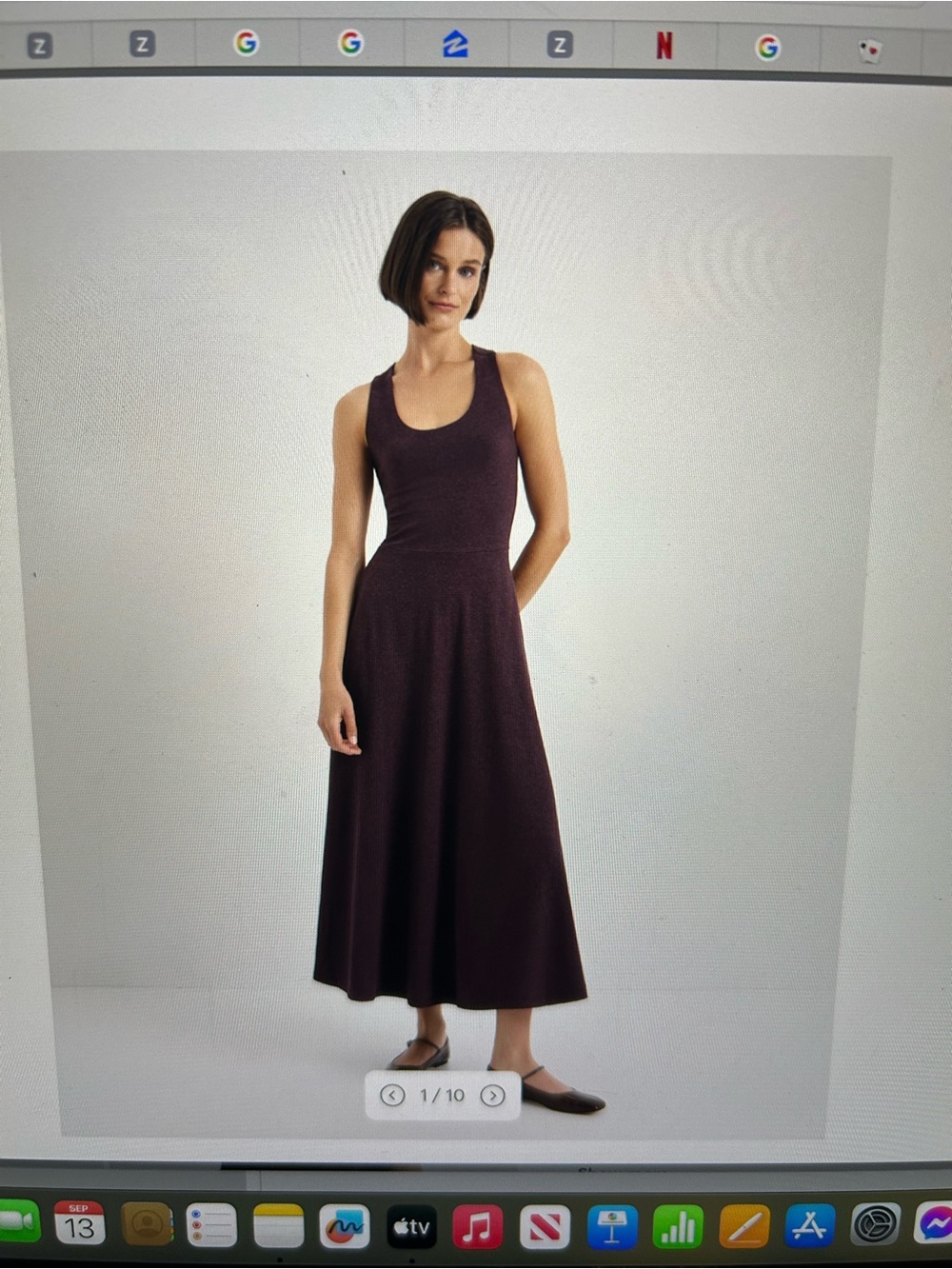 Pact Organic Fit & Flare Scoop-Neck Maxi Dress in Deep Plum